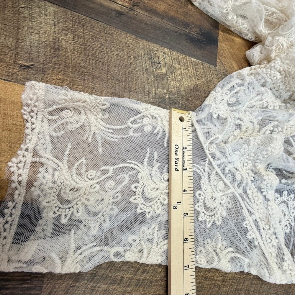 Cream Lace Sheer Embroidered Duster Cardigan Womens M/L Romantic Boho Goth Fairy - Picture 6 of 9